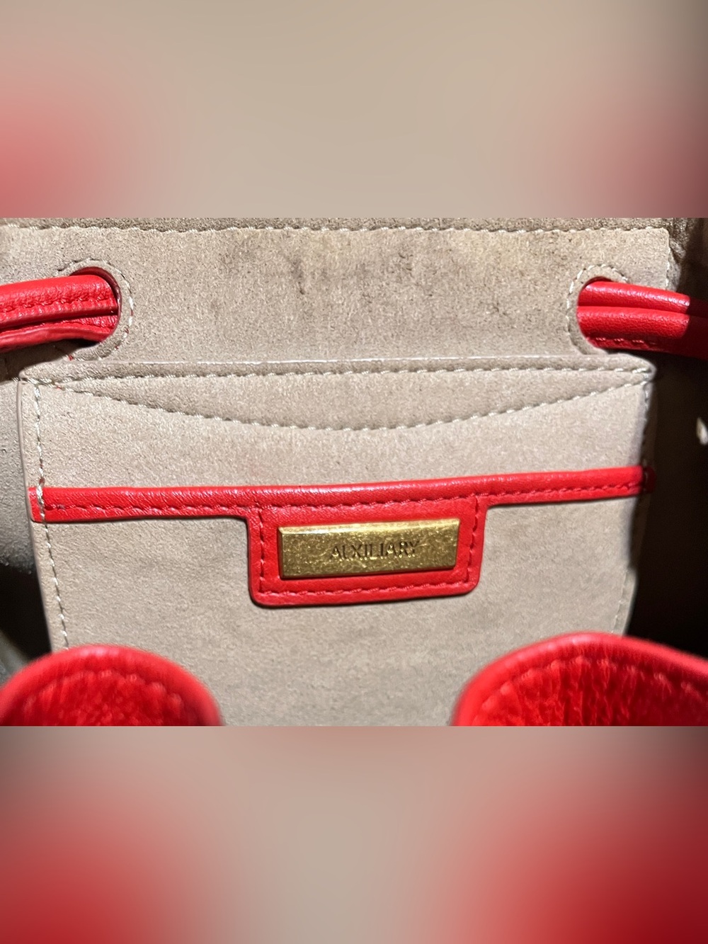 Auxiliary Micro Beyeren Red Leather Drawstring Backpack - Women - Picture 6 of 8